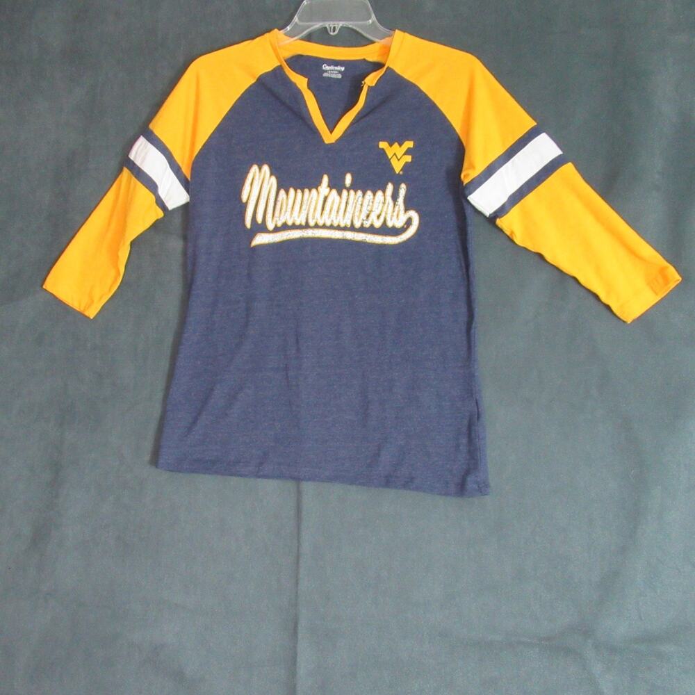 West Virginia Mountaineers Shirt Womens Size Small Blue College Football Logo